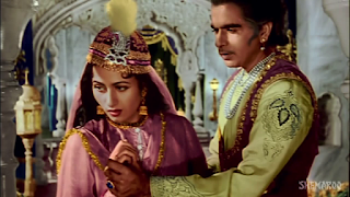 Scene of the secret rendezvous between Prince Salim and Anarkali in Mughal-e-Azam, Dilip Kumar and Madhubala