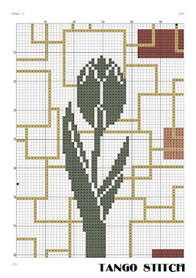 Abstract tulip Scandinavian flower cross stitch - Tango Stitch