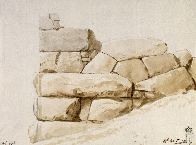 Corner of the Western Facade of the Ancient Palace on the Hill near Cefalu by Jean-Pierre-Laurent Houel - Architecture Drawings from Hermitage Museum