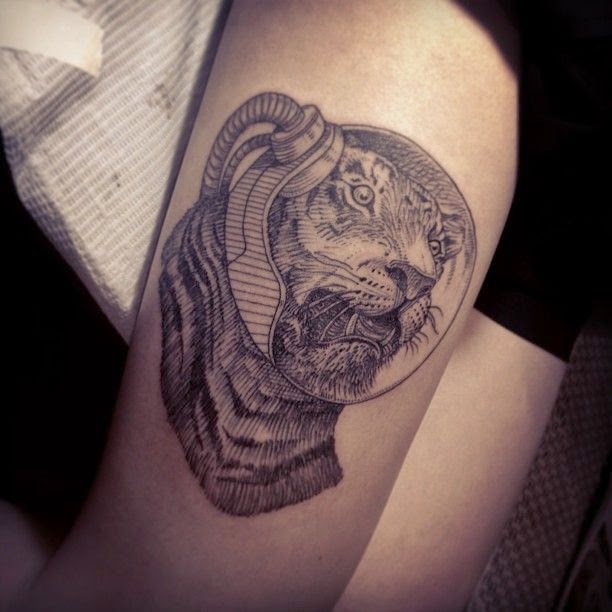 Women Thigh Tigress Tattoo Designs, Women Tigress Design Tattoo, Tattoo Of Tigress Thigh Tattoo, Thigh Women Tigress Tattoo, Women, Parts, Animals,