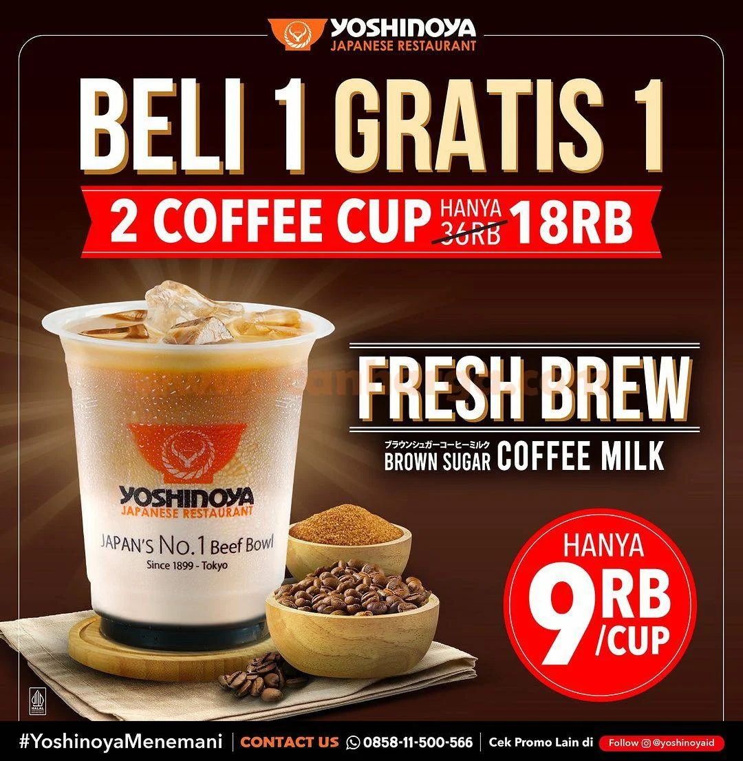 Promo YOSHINOYA BELI 1 GRATIS 1 Coffee Cup