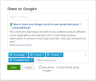 Share your blogger posts to your Google plus Circle