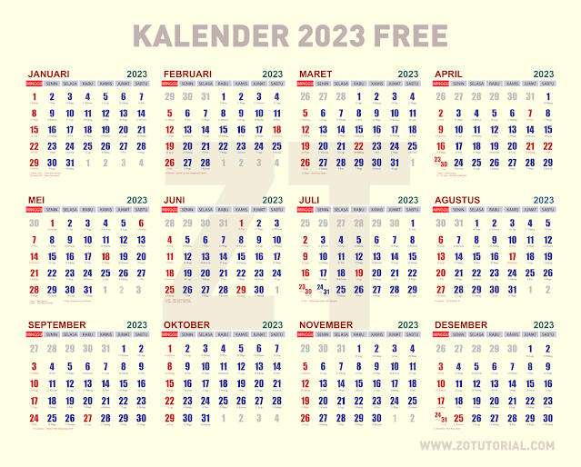 Download Kalender 2023 Format CDR, Ai, PDF, PNG Free