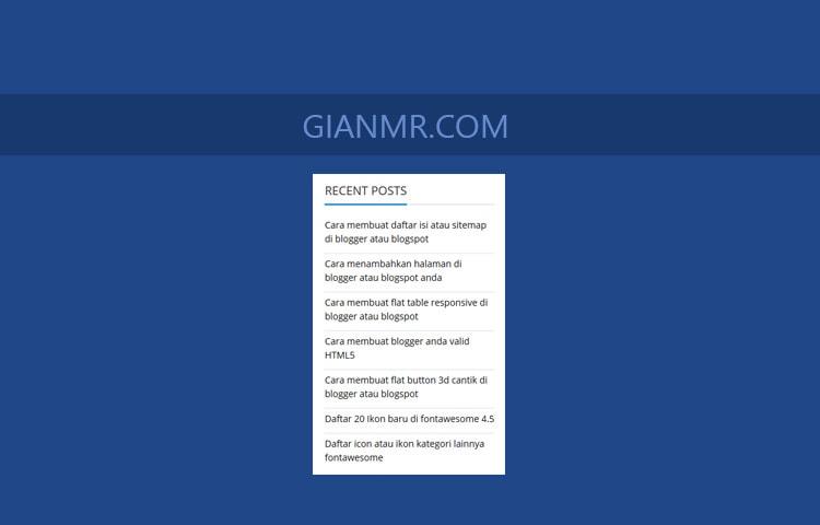Cara memasang widget recent post sederhana di blogger atau blogspot