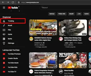 Melihat Trending Youtube Lewat Laptop