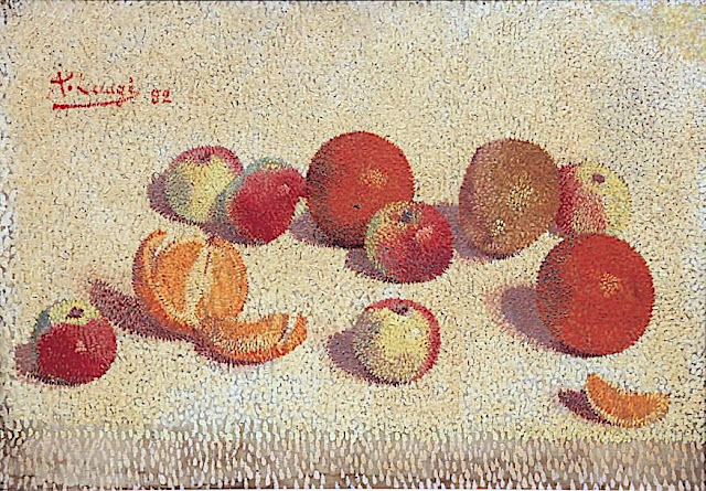 Achille Laugé (1861-1944) Pommes et Oranges,1910 Huile sur panneau 47.5 x 58.8 cm. Collection particuliere