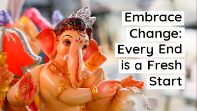 A serene image of Lord Ganesha accompanied by a life-affirming quote