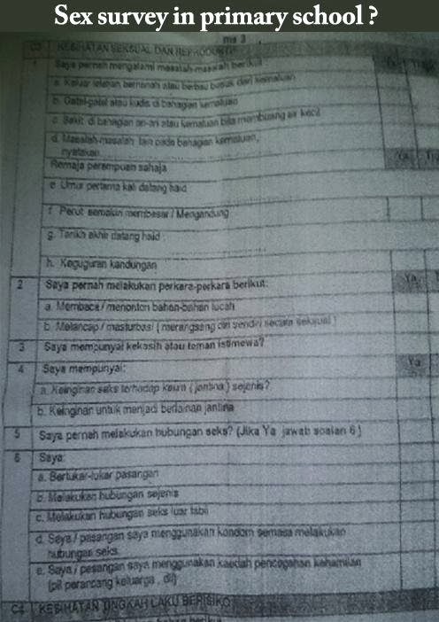 Soal selidik berunsur Seks di sekolah kerja gila  bicara 