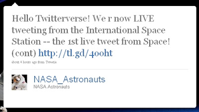 1st live tweet from Space!