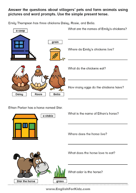 Simple present tense questions exercises - PDF available