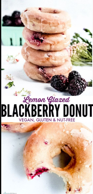 baked lemon glazed blackberry donuts 