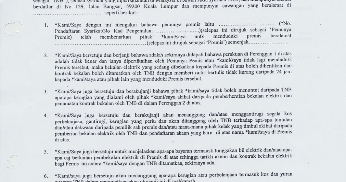 Surat Rasmi Permohonan Bekalan Elektrik Tnb - Kecemasan l