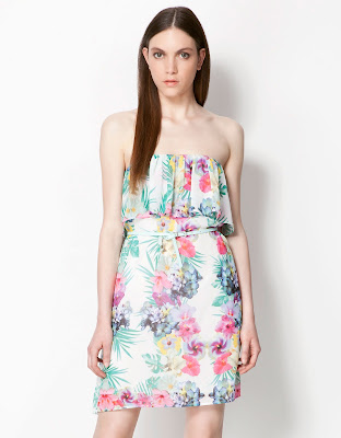 straplez çiçek desenli kısa elbise, yazlık elbise