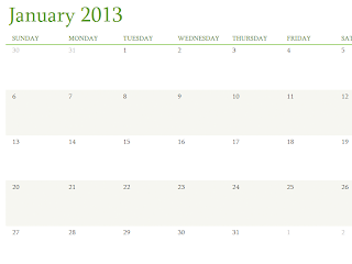 Monthly 2013 Calendar template