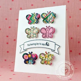 Sunny Studio Stamps:  Fluttering By To Say Hi Card by Elise Constable (using Backyard Bugs and Sunny Borders Stamp sets)