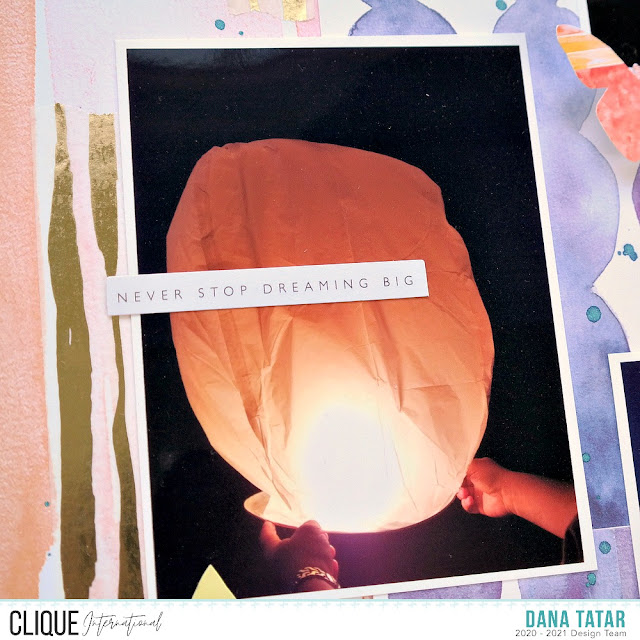 Watercolor Paper and Washi Tape Paper Lantern Scrapbook Layout