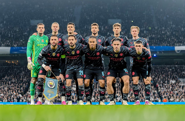 📸MANCHESTER CITY F. C. 📆13 febrero 2024 ⬆️Ederson, Erling Haaland, Rodri Hernández, Rúben Dias, John Stones, Kevin De Bruyne. ⬇️Kyle Walker, Bernardo Silva, Nathan Aké, Jack Grealish, Phil Foden. 📸F. C. KØBENHAVN 1 🆚 MANCHESTER CITY F. C. 3 Martes 13/02/2024, 21:00 horas. Liga de Campeones de la UEFA, octavos de final, partido de ida. Copenhague, Dinamarca, Parken Stadion: 35.853 espectadores. GOLES: ⚽0-1: 10’, Kevin De Bruyne. ⚽1-1: 34’, Magnus Mattson. ⚽1-2: 45’, Bernardo Silva. ⚽1-3: 90+2’, Phil Foden.