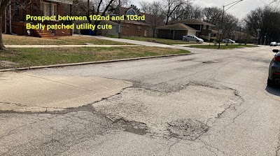 rough pavement on Prospect south of 103rd