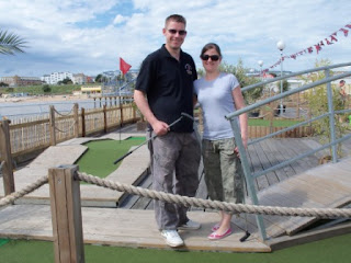 Richard and Emily Gottfried at the Miniature Golf course on Clacton Pier