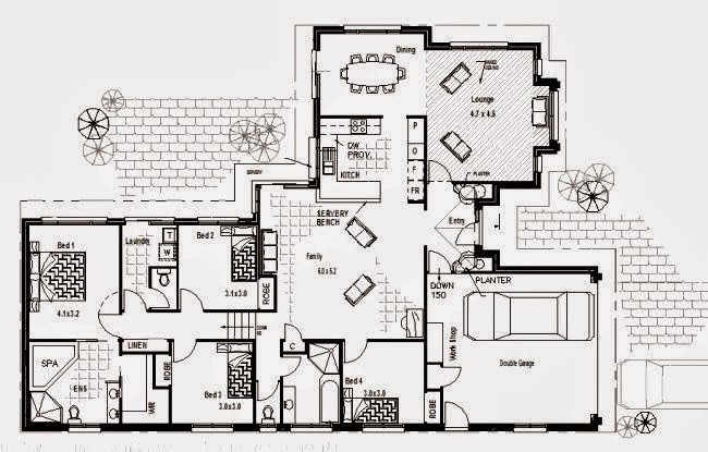 Inspirasi Gambar Denah  Rumah  4  Kamar  Tidur 1  Lantai  