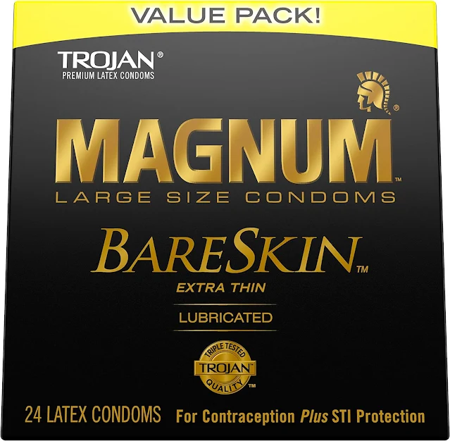 Trojan Magnum BareSkin Premium Large Condoms - 24-Pack for Ultimate Comfort
