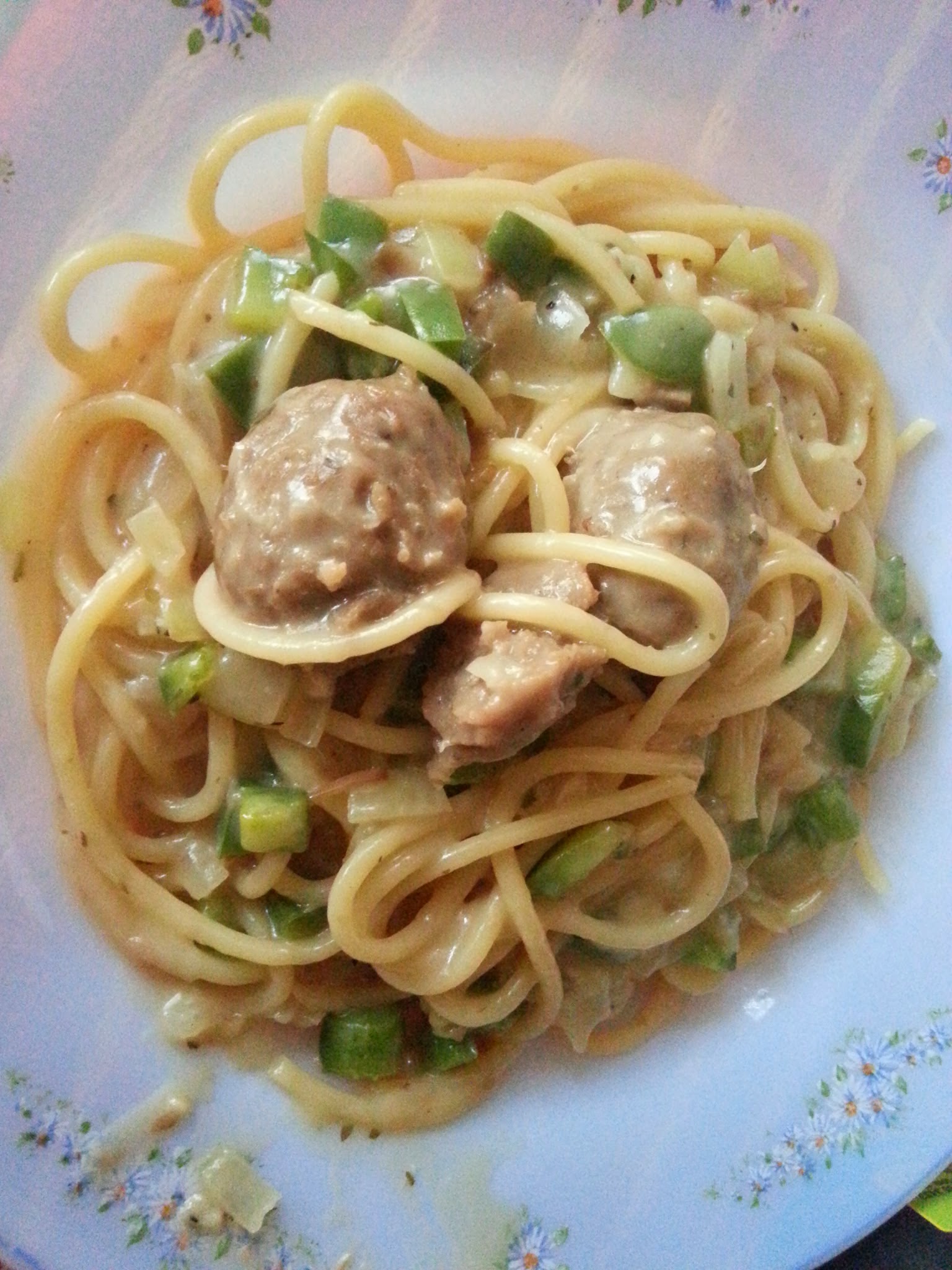 ~ Aku dan kamu ~: Resepi : spaghetti carbonara meatballs