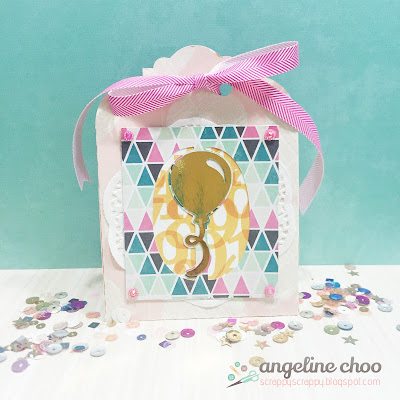 SVG Attic: Party gift bag with Angeline #svgattic #scrappyscrappy #svg #cutfile #diecut #party #birthday #giftbag #balloon