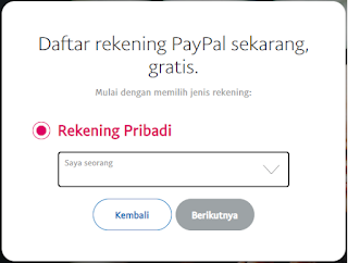 Jenis Rekening Pribadi PayPal