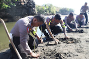 Aksi Peduli Lingkungan, Polres Blitar Tanam Puluhan Ribu Mangrove dan Lepas Tukik ke Pantai