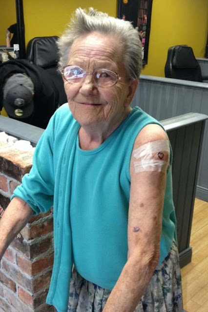 79 year old grandmother has tattoo