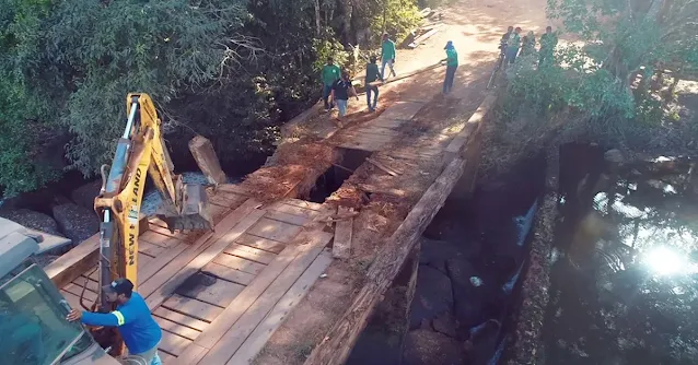 Após acidentes, ponte sobre o Rio Preto passa por reformas em Candeias do Jamari, RO