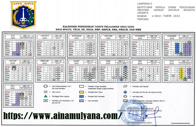 Kalender Pendidikan Provinsi DKI Jakarta Tahun Pelajaran 2022/2023