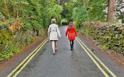 Walking along the tranquil county lanes of Glendalough, County Wicklow, Ireland