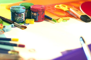 art supplies with canvas