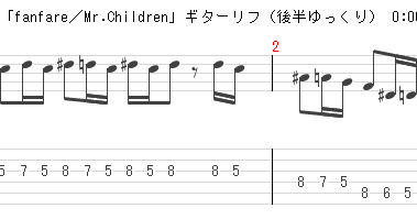 ミスチルのギターのここだけ弾きたい Tab譜 Fanfare Mr Children ギターリフ 後半ゆっくり 0 00 ミスチルのギターのここだけ弾きたい Tab譜 Fanfare Mr Children ギターリフ 後半ゆっくり 0 00