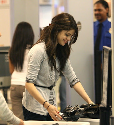 Selena Gomez checked into her flight at LAX airport in Los Angeles on the 