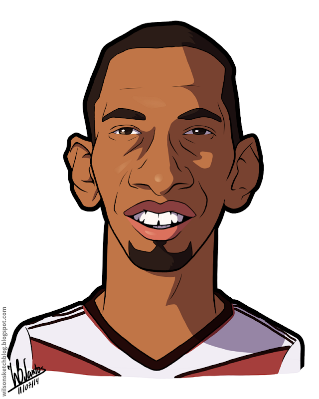 Cartoon caricature of Jérôme Boateng.