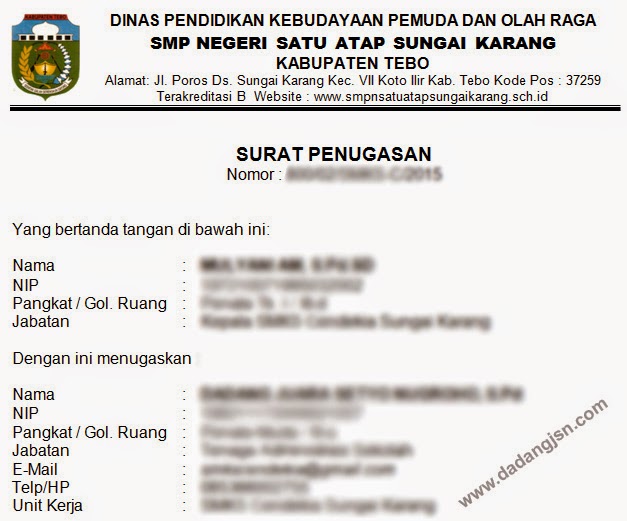 Contoh Surat Tugas Operator Dapodikdas Contoh Surat