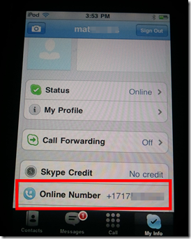 ipod skype profile screen