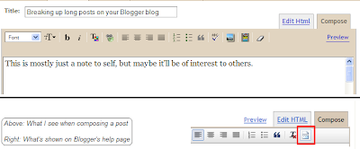 Blogger compose mode tool bar comparison