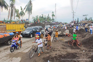 disaster cold lava of Merapi in Magelang District of Indonesia