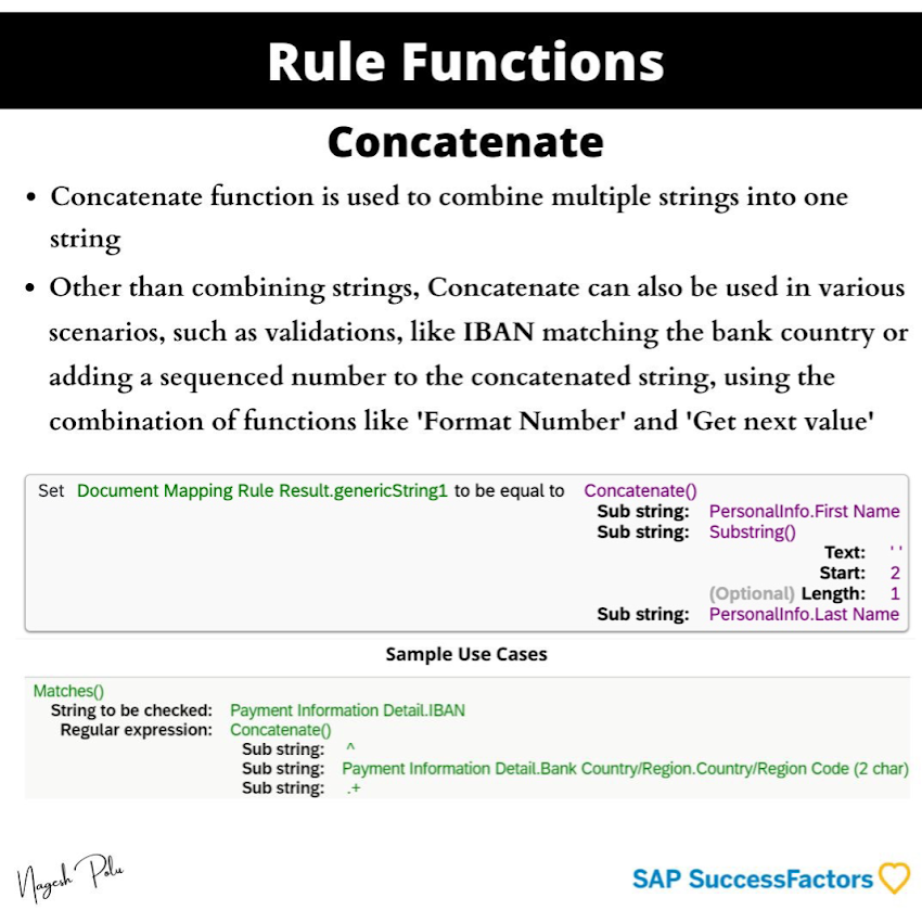 Sample use cases of concatenate function in SAP SuccessFactors