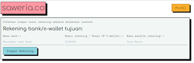 Cara mengisi rekening di Saweria