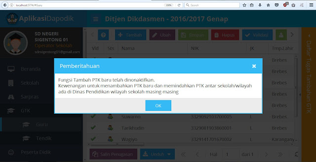 Cara Menambahkan PTK Baru di Aplikasi Dapodik Tahun 2017