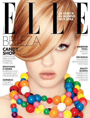 elle cover, elle beauty, model wearing candy necklace, beauty photographer nyc