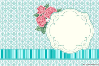 Tiffany with Roses: Free Printable Invitations or Cards.