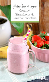 Creamy Strawberry and Banana Smoothie Recipe - gluten free, healthy, vegan, sugar free, low fat, high protein, summer smoothie recipes