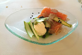 salmon starter at the courtyard ox pasture hall hotel