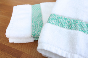customized hand towels with vintage ribbon via Meet Me in Philadelphia