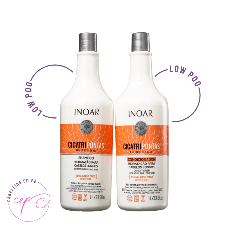 Shampoo e Condicionador Cicatripontas - Inoar (Low Poo)